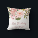 Pink Rose Gold Flowers 21st Birthday Party Gift Cushion<br><div class="desc">Pink Rose Gold Flowers 21st Birthday Party Gift Pillow Cushion

See matching collection in Niche and Nest Store</div>