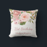 Pink Rose Gold Flowers 21st Birthday Party Gift Cushion<br><div class="desc">Pink Rose Gold Flowers 21st Birthday Party Gift Pillow Cushion

See matching collection in Niche and Nest Store</div>