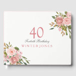 Pink Rose Gold Flowers 40th Birthday Party Guest Book<br><div class="desc">Pink Rose Gold Flowers 40th Birthday Party Guest Book

For matching set see Niche and Nest Store</div>