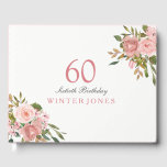 Pink Rose Gold Flowers 60th Birthday Party Guest Book<br><div class="desc">Pink Rose Gold Flowers 60th Birthday Party Guest Book

For matching set see Niche and Nest Store</div>