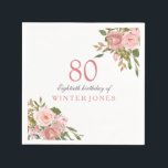 Pink Rose Gold Flowers 80th Birthday Party Napkins<br><div class="desc">Pink Rose Gold Flowers 80th Birthday Party Napkins

See matching collection in Niche and Nest Store</div>