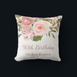 Pink Rose Gold Flowers 90th Birthday Party Gift Cushion<br><div class="desc">Pink Rose Gold Flowers 90th Birthday Party Gift Pillow Cushion

See matching collection in Niche and Nest Store</div>