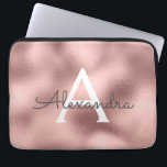 Pink Rose Gold Foil and Sparkle Monogram Laptop Sleeve<br><div class="desc">Pink Rose Gold Faux Foil and Sparkle Elegant Monogram Case. This case can be customised to include your initial and first name.</div>