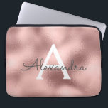 Pink Rose Gold Foil and Sparkle Monogram Laptop Sleeve<br><div class="desc">Pink Rose Gold Faux Foil and Sparkle Elegant Monogram Case. This case can be customised to include your initial and first name.</div>