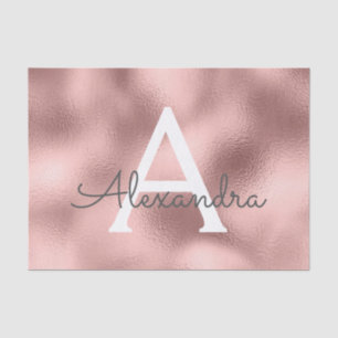 Pink Rose Gold Foil and Sparkle Monogram Tissue Paper