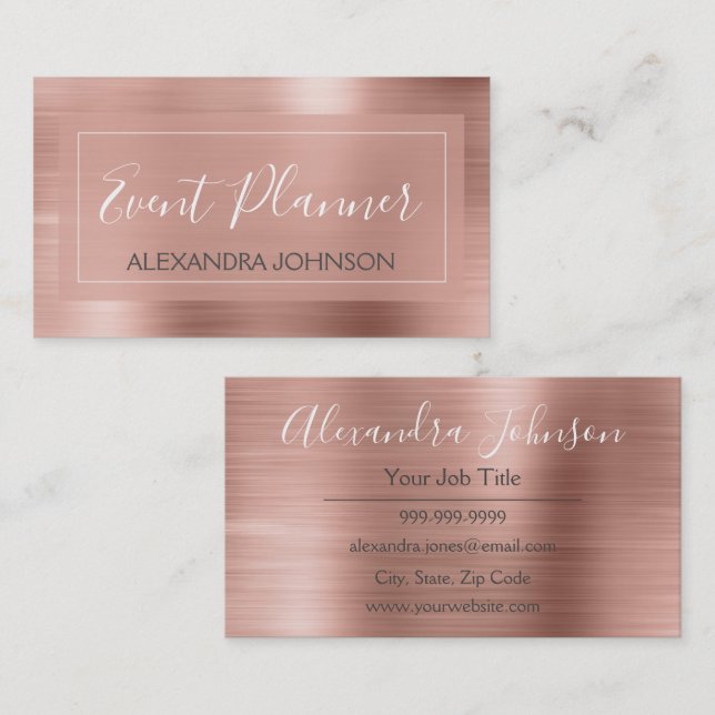 Pink & Rose Gold Foil Event Planner Business Card (Front/Back)