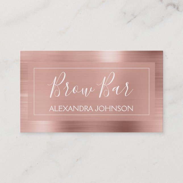 Pink & Rose Gold Foil Eye Brow Bar Business Card (Front)