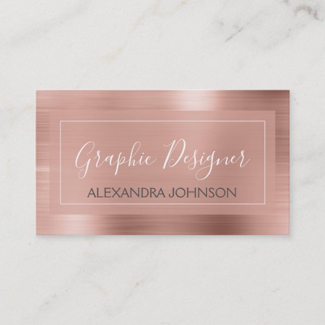 Pink & Rose Gold Foil Graphic Designer Business Card (Front)