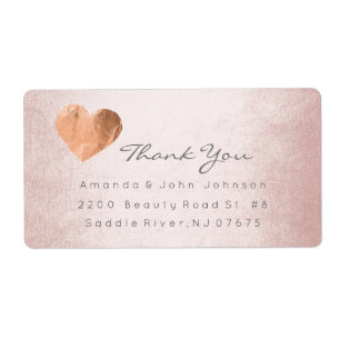 Pink Rose Gold Foil Heart Stroke Thank You