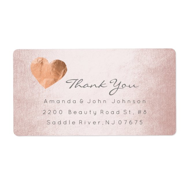 Pink Rose Gold Foil Heart Stroke Thank You (Front)