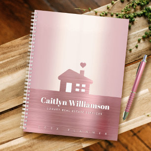 Pink Rose Gold Foil Real Estate Broker Agent House Planner