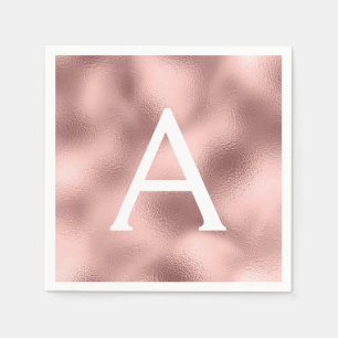 Pink Rose Gold Foil & Sparkle Monogram Birthday Napkin