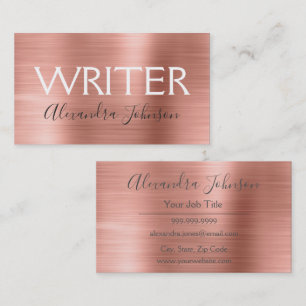Pink & Rose Gold Foil Writer or Author Business Card