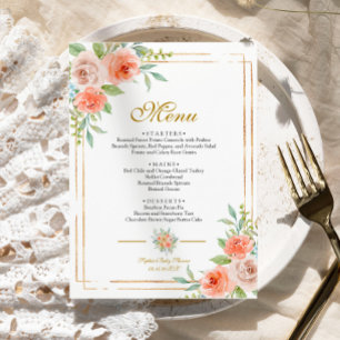 Pink Rose & Gold Frame Baby Shower Menu
