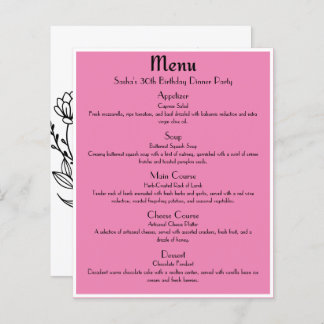 Pink-Rose Gold Glam Party Menu