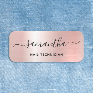 Pink Rose Gold Glam Signature Name Job Title Tag