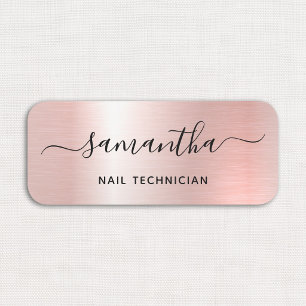Pink Rose Gold Glam Signature Name Job Title Tag
