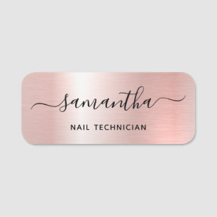 Pink Rose Gold Glam Signature Name Job Title Tag