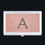 Pink Rose Gold Glitter and Sparkle Monogram Business Card Holder<br><div class="desc">Pink Rose Gold and Charcoal Grey (grey) Faux Glitter and Sparkle Elegant Monogram Business Card Holder is perfect for a Microblading,  Nail Salon,  Skin Care,  Eyelash Extension or Hair and Make Up Beauty Salon Business. This Business Card Holder can be customised to include your initial and first name.</div>