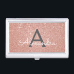 Pink Rose Gold Glitter and Sparkle Monogram Business Card Holder<br><div class="desc">Pink Rose Gold and Charcoal Grey (grey) Faux Glitter and Sparkle Elegant Monogram Business Card Holder is perfect for a Microblading,  Nail Salon,  Skin Care,  Eyelash Extension or Hair and Make Up Beauty Salon Business. This Business Card Holder can be customised to include your initial and first name.</div>