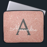 Pink Rose Gold Glitter and Sparkle Monogram Laptop Sleeve<br><div class="desc">Pink Rose Gold  and Charcoal Grey (Grey) Faux Glitter and Sparkle Elegant Monogram Case. This case can be customised to include your initial and first name.</div>