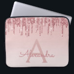 Pink Rose Gold Glitter and Sparkle Monogram Laptop Sleeve<br><div class="desc">Blush Pink - Rose Gold Faux Dripping Glitter and Sparkle Elegant Monogram Laptop Computer Case. This monogrammed case can be customised to include your initial and first name.</div>