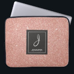 Pink Rose Gold Glitter and Sparkle Monogram Laptop Sleeve<br><div class="desc">Pink Rose Gold Faux Glitter and Sparkle Elegant Monogram Case. This case can be customised to include your initial and first name.</div>