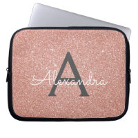 Pink Rose Gold Glitter and Sparkle Monogram