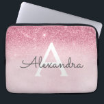 Pink Rose Gold Glitter and Sparkle Monogram Laptop Sleeve<br><div class="desc">Pink Rose Gold Faux Glitter and Sparkle Modern and Elegant Monogram Case. This case can be customised to include your initial and first name.</div>