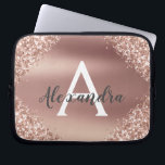 Pink Rose Gold Glitter and Sparkle Monogram Laptop Sleeve<br><div class="desc">Pink Rose Gold Faux Glitter and Sparkle Metallic Foil Elegant Monogram Case. This case can be customised to include your initial and first name.</div>