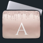 Pink Rose Gold Glitter and Sparkle Monogram Laptop Sleeve<br><div class="desc">Pink Rose Gold Faux Glitter and Sparkle Elegant Monogram Case. This case can be customised to include your initial and first name.</div>