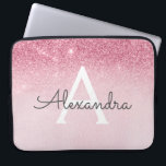 Pink Rose Gold Glitter and Sparkle Monogram Laptop Sleeve<br><div class="desc">Blush Pink - Rose Gold Ombre Faux Glitter and Sparkle Modern and Elegant Monogram Case. This case can be customised to include your initial and first name.</div>