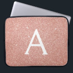 Pink Rose Gold Glitter and Sparkle Monogram Laptop Sleeve<br><div class="desc">Pink Rose Gold Faux Glitter and Sparkle Elegant Monogram Case. This case can be customised to include your initial and first name.</div>