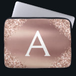 Pink Rose Gold Glitter and Sparkle Monogram Laptop Sleeve<br><div class="desc">Pink Rose Gold Faux Glitter and Sparkle Metallic Foil Elegant Monogram Case. This case can be customised to include your initial and first name.</div>