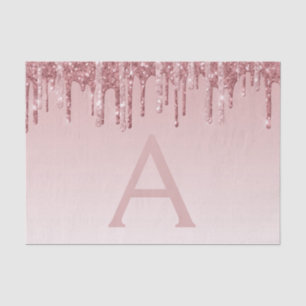 Pink Rose Gold Glitter and Sparkle Monogram Tissue Paper