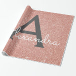 Pink Rose Gold Glitter and Sparkle Monogram Wrapping Paper<br><div class="desc">Pink Rose Gold and Charcoal Grey (grey) Faux Glitter and Sparkle Elegant Gift Wrapping Paper. This gift wrapping paper can be customised to include your initial and first name for a gift package for a Girl's Baby Shower,  Bridal Shower,  Bachelorette Party or Girl's Birthday Party.</div>