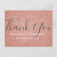 Pink Rose Gold Glitter and Sparkle Thank You