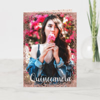 Pink Rose Gold Glitter Banner Español Quinceañera