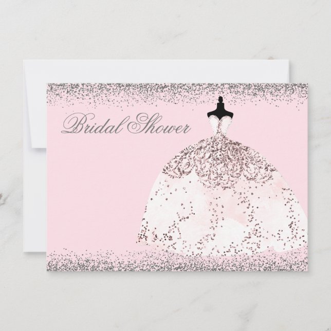 Pink Rose Gold Glitter Bridal Shower Invite (Front)