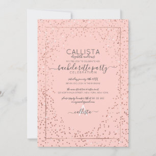 Pink Rose Gold Glitter Confetti Bachelorette Invitation