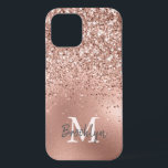 Pink Rose Gold Glitter Confetti Modern Monogrammed iPhone 12 Case<br><div class="desc">Modern, girly rose gold glitter confetti and rose gold foil name and monogrammed iphone case. This feminine design features blush pink rose gold glitter sparkle confetti frame on faux pink gold foil background. You can personalised with your monogram initial and name in a pretty hand lettered style font script. Perfect...</div>