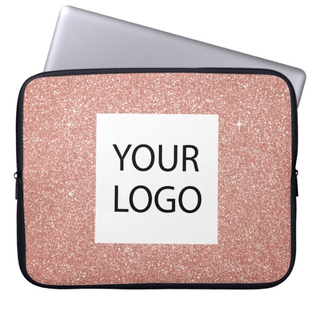 Pink Rose Gold Glitter - Custom Logo Promotional Laptop Sleeve (Front)