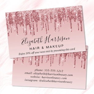 Pink Rose Gold Glitter Discount Business Card