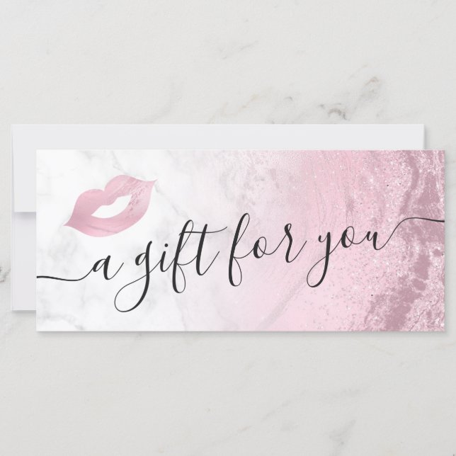 Pink rose gold glitter lips marble makeup artist (Front)