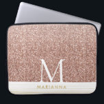 Pink Rose Gold Glitter Modern Monogram Laptop Laptop Sleeve<br><div class="desc">Rose gold faux glitter pink sparkle modern monogram laptop case can be customised with your initial and name or any text. A new minimal design elegant enough for a work computer for your small business too!</div>