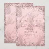 Pink Rose Gold Glitter Pineapple Sweet 16 Party