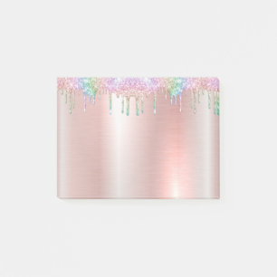 Pink Rose Gold Glitter  Post-it® Notes