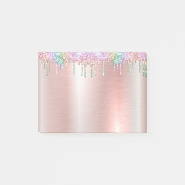 Pink Rose Gold Glitter  Post-it® Notes (Front)