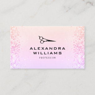 Pink Rose Gold Glitter QR Code Scissor Modern Business Card