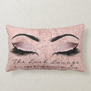 Pink Rose Gold Glitter Spa Makeup Lashes Beauty Lumbar Cushion